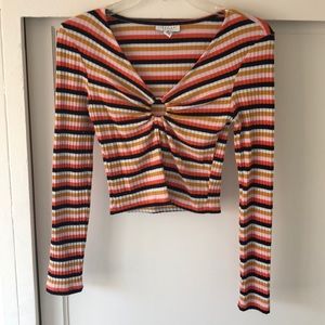 Striped crop long sleeve top